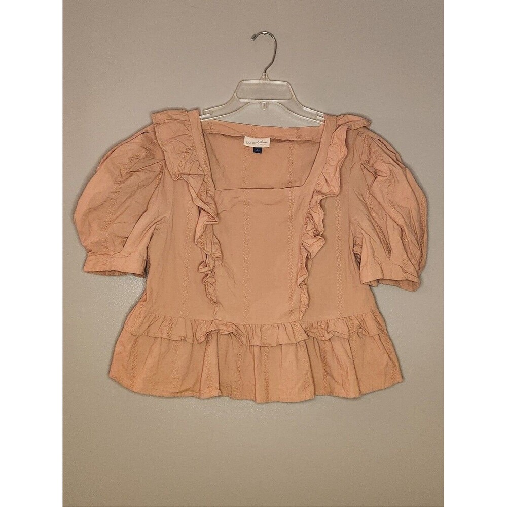 Universal Threads Peach Ruffled Square-Neck Blouse Size Large